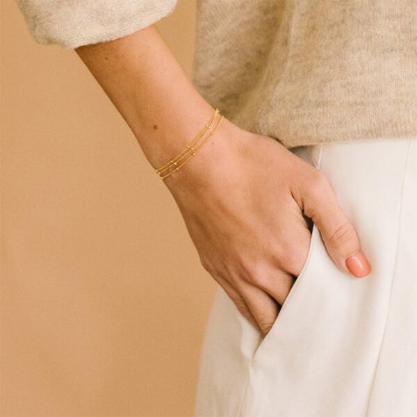 1pc Bracelet for Women 14K Gold Plated Dainty Chain Simple Jewelry Cute Handmade Minimalist for Her, Prefect gift for Birthday/ Chirstmas/ New Year's Eve/ Anniversary/ Mother's day - Image 2