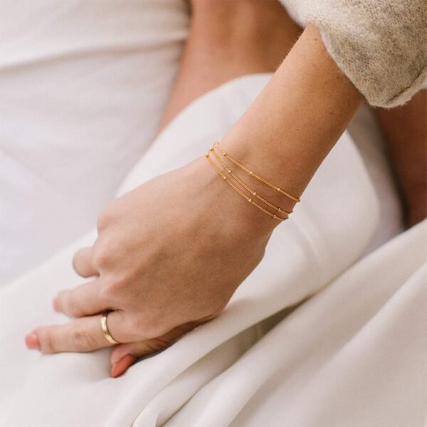 1pc Bracelet for Women 14K Gold Plated Dainty Chain Simple Jewelry Cute Handmade Minimalist for Her, Prefect gift for Birthday/ Chirstmas/ New Year's Eve/ Anniversary/ Mother's day - Image 4