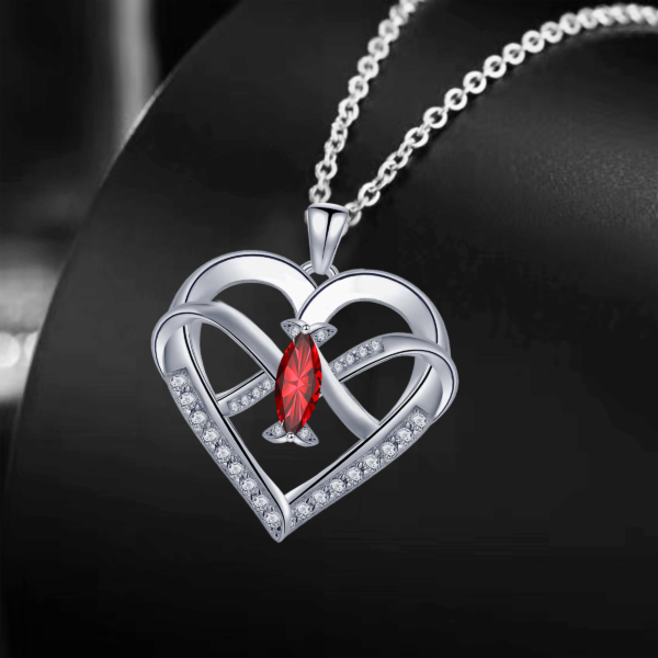 Heart Pendant Necklace 14k White Gold Plated 5A Cubic Zirconia Infinity Butterfly Jewelry for Women - Image 2