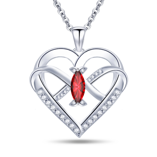 Heart Pendant Necklace 14k White Gold Plated 5A Cubic Zirconia Infinity Butterfly Jewelry for Women - Image 3
