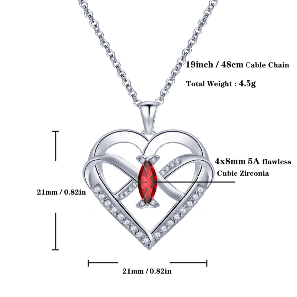 Heart Pendant Necklace 14k White Gold Plated 5A Cubic Zirconia Infinity Butterfly Jewelry for Women - Image 4