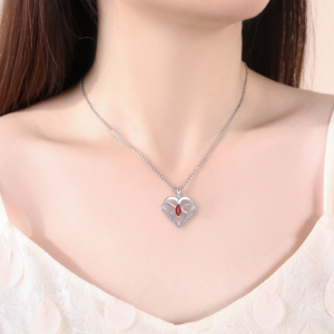 Heart Pendant Necklace 14k White Gold Plated 5A Cubic Zirconia Infinity Butterfly Jewelry for Women