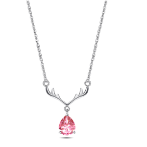 925 sterling silver cubic zirconia stag-shaped pendant necklace