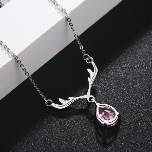 925 sterling silver cubic zirconia stag-shaped pendant necklace - Image 3