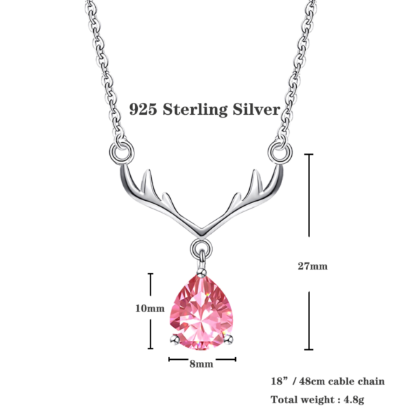 925 sterling silver cubic zirconia stag-shaped pendant necklace - Image 5