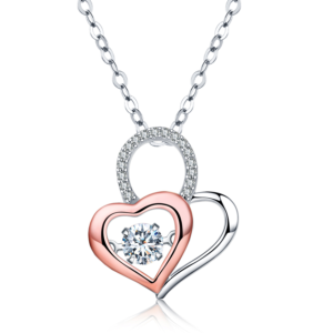 18K Gold Plated Dancing 0.75 carat CZ Heart Pendant Necklace