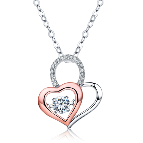 18K Gold Plated Dancing 0.75 carat CZ Heart Pendant Necklace