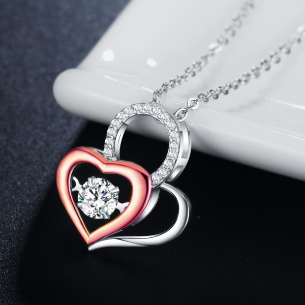 18K Gold Plated Dancing 0.75 carat CZ Heart Pendant Necklace - Image 2