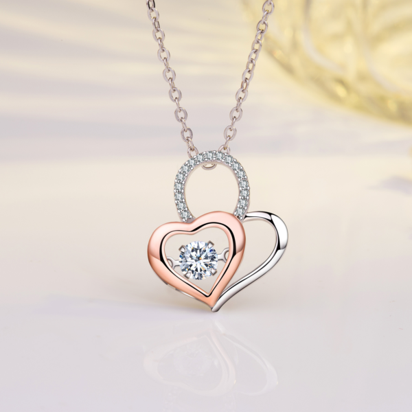 18K Gold Plated Dancing 0.75 carat CZ Heart Pendant Necklace - Image 4