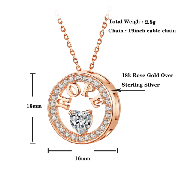 Necklace for Women 18k Gold Plated 925 Silver 5A Zirconia Diamond Hope Pendant Necklace - Image 3