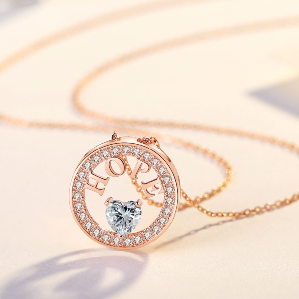 Necklace for Women 18k Gold Plated 925 Silver 5A Zirconia Diamond Hope Pendant Necklace - Image 5