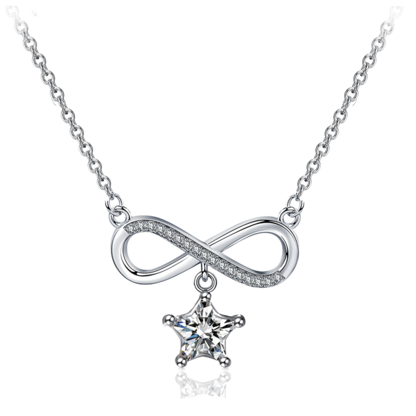 925 Silver Cubic Zirconia Star Infinity Pendant Necklace