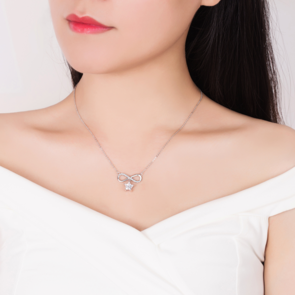 925 Silver Cubic Zirconia Star Infinity Pendant Necklace - Image 5
