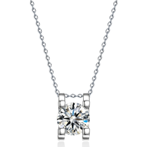 14k White Gold Plated 0.5 Carat Round Cut Cubic Zirconia Solitaire Pendant Necklace for Women