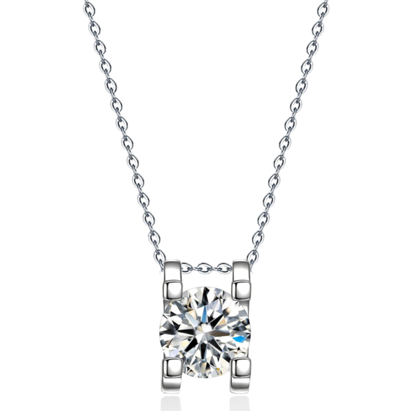 14k White Gold Plated 0.5 Carat Round Cut Cubic Zirconia Solitaire Pendant Necklace for Women