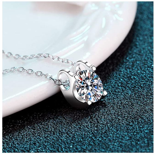 14k White Gold Plated 0.5 Carat Round Cut Cubic Zirconia Solitaire Pendant Necklace for Women - Image 3