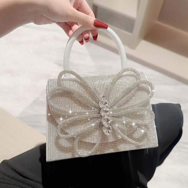 Women Sparkly Bow Rhinestone Clutch Purse Evening Handbags Sparkly Clutch Purse Evening Bag Clutch Glitter Rhinestone Handbags Purse Shoulder Bag For Party Prom Wedding Women Sparkly Rhinestone Crystal Bag