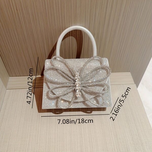 Women Sparkly Bow Rhinestone Clutch Purse Evening Handbags Sparkly Clutch Purse Evening Bag Clutch Glitter Rhinestone Handbags Purse Shoulder Bag For Party Prom Wedding Women Sparkly Rhinestone Crystal Bag - Image 2