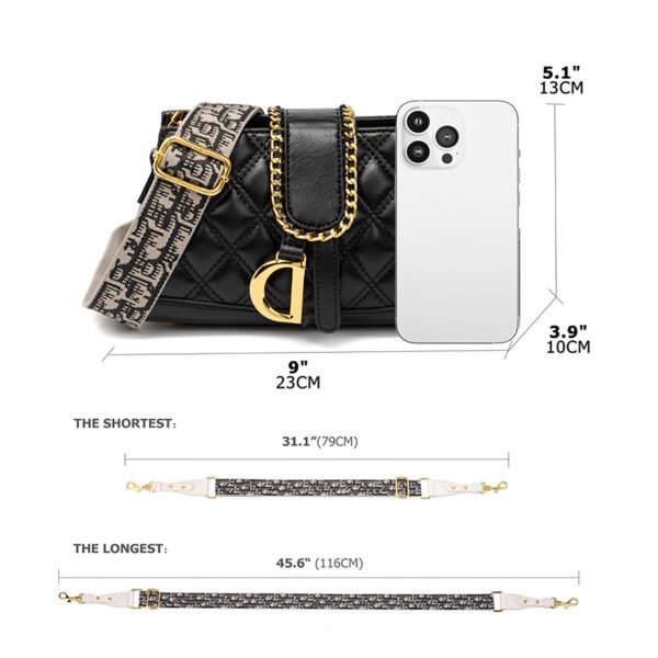 Shoulder Handbag for Women, Soft Quilted Clutch Purse Fashion Crossbody Bag With Pearl Chain - Image 2