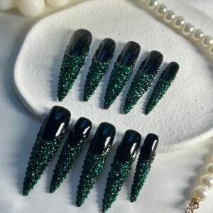 Luxury Black Diamond Nails Set in Gift Box