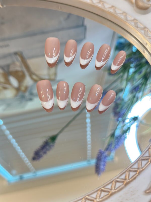 Nude French Tip Press - on Nails | Trendy Wearable Nails for 2025 - Image 3