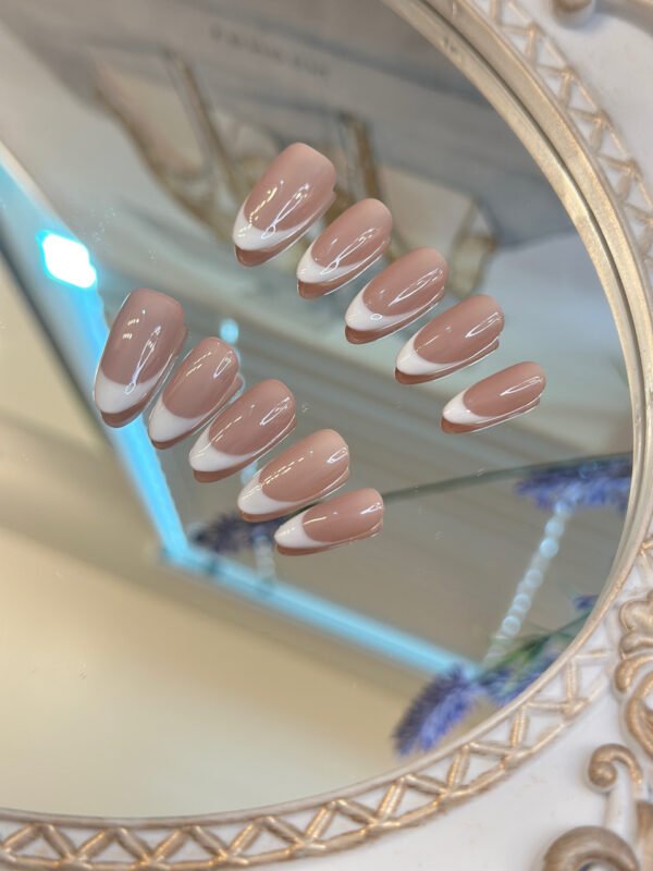 Nude French Tip Press - on Nails | Trendy Wearable Nails for 2025 - Image 4
