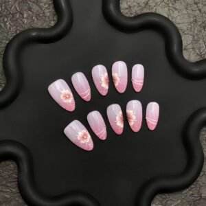 Pink Gradient Floral Nails