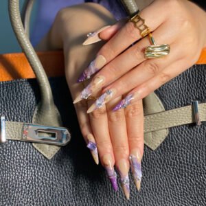 Purple Marble Stiletto Nails💜
