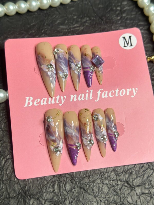 Purple Marble Stiletto Nails💜 - Image 2