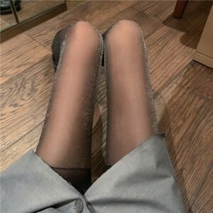 Silver Thread Lace Stockings for Women Sexy Shiny