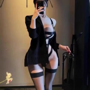 Hollow Tie-Up Open Crotch Bodysuit Lingerie for Women